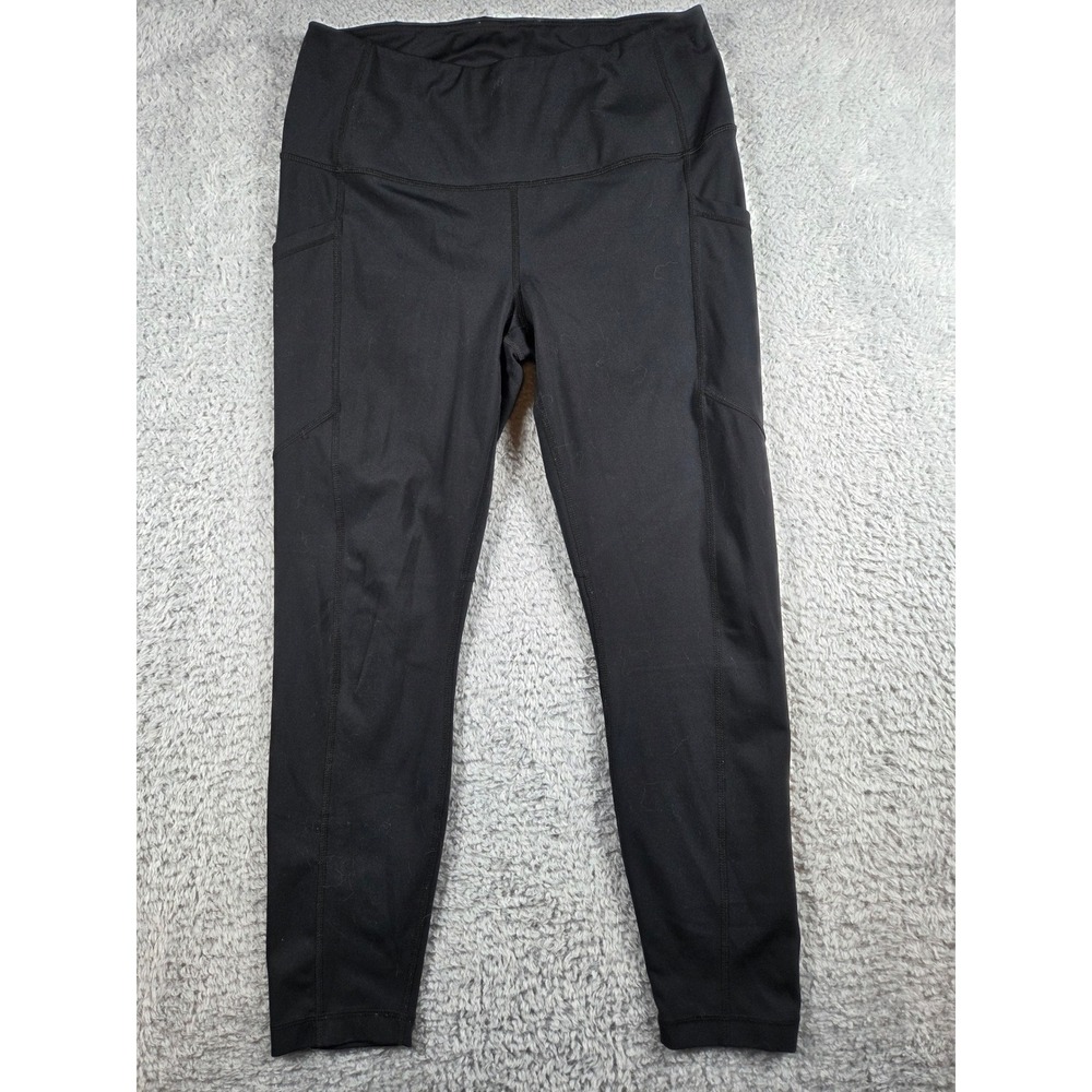 Yogalicious Leggings L Black Womens Lux High Waist Side Pocket 7/8 Crop Active